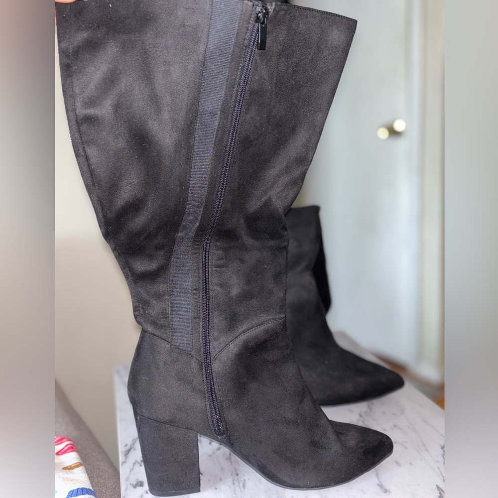 Block Heel Knee High Boot